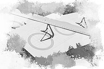 Skizze eines Mountain Bikes mit 32-Zoll-Rädern.