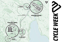 Plan der Cycle Week-Ausstellungsflächen.