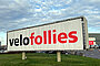 Werbetafel für die Velofollies-Messe in Kortrijk.
